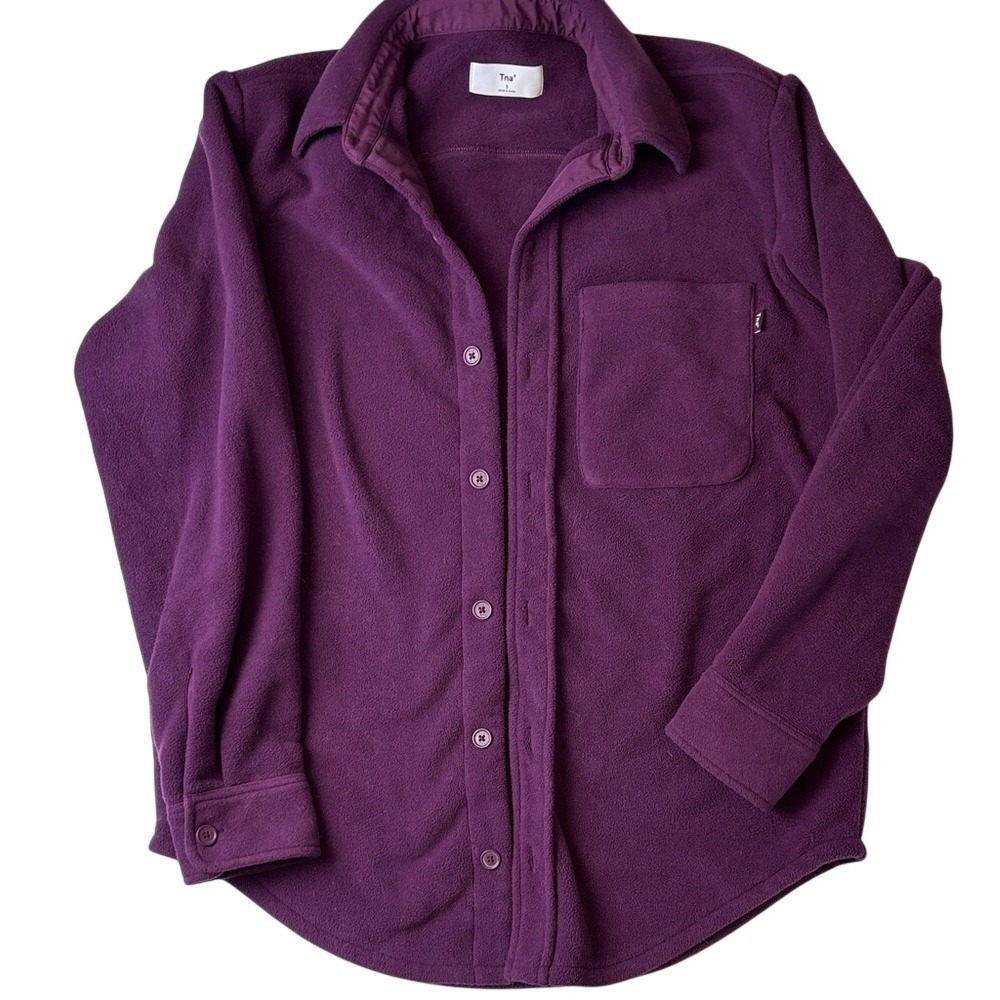 Aritzia Tna Sno Polar Utility Shirt Button-Up Fleece Deep Purple S